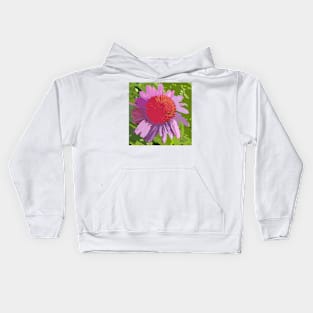 Echinacea, purple flower, green leaves, photography digitally modified Kids Hoodie